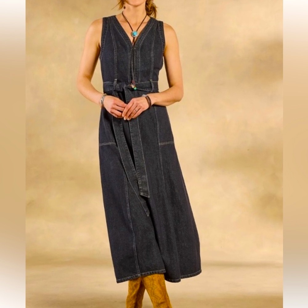 Women's Black Denim Sundance maxi dress sz 2